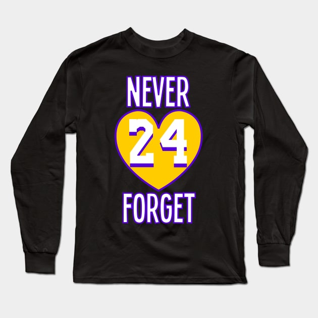 Never Forget 24 LA Basketball Design Long Sleeve T-Shirt by MrPink017